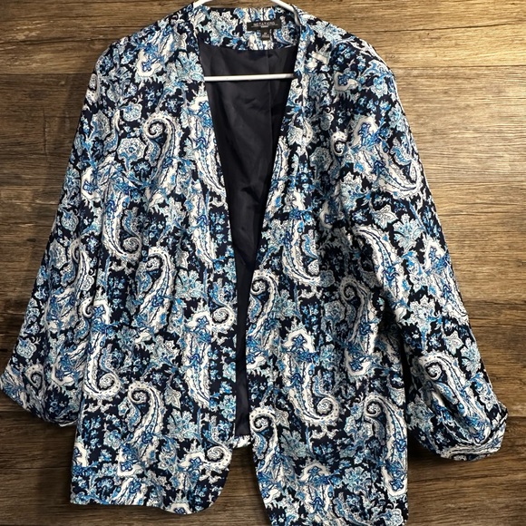 Notations Navy and White Paisley Blazer Jacket - Picture 1 of 6